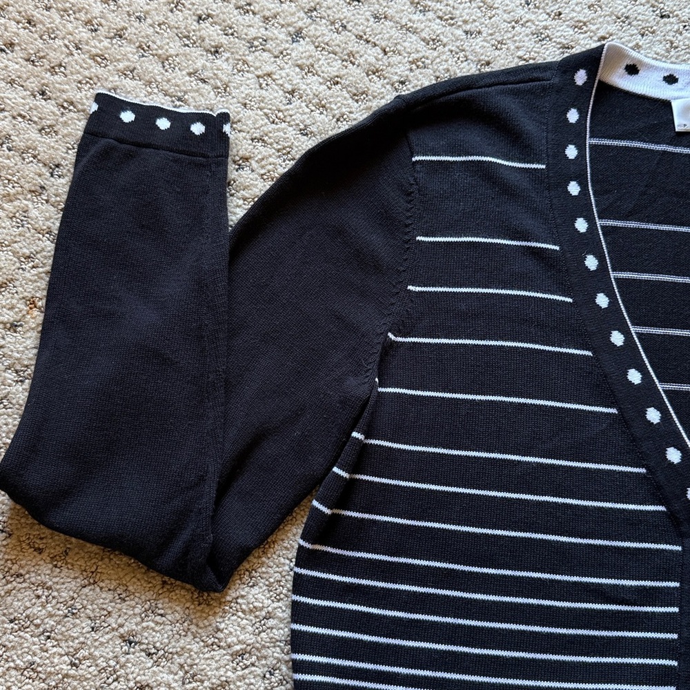 Talbots Black and White Polka Dot Cardigan Size Petite Small - Picture 6 of 9